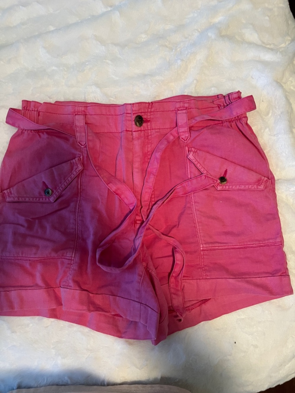 Old Navy Bright Pink Tie-Waist Cargo Shorts
